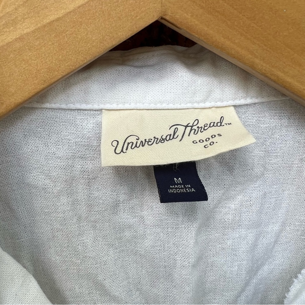Universal Thread White Button Front Collar Linen … - image 2